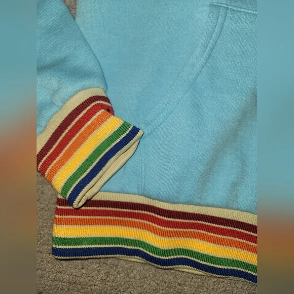 Like New Aviator Nation Blue Hoodie with Rainbow Zip Up - Picture 5 of 8